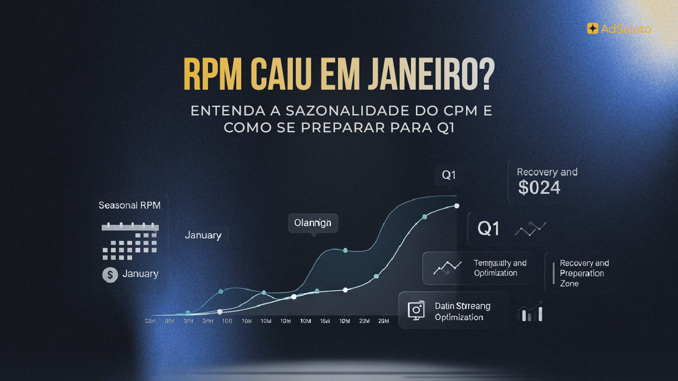 RPM caiu 47% em janeiro? Queda de 30 a 50% no CPM durante o Q1 é normal e esperada. Entenda a sazonalidade programática e como se preparar financeiramente.