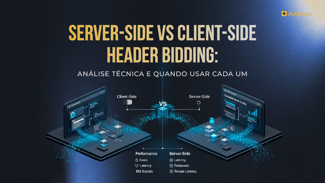 Server-side header bidding reduz latência mas perde 20-40% de match rate. Entenda diferenças vs client-side, quando usar cada um, e por que hybrid é melhor solução.