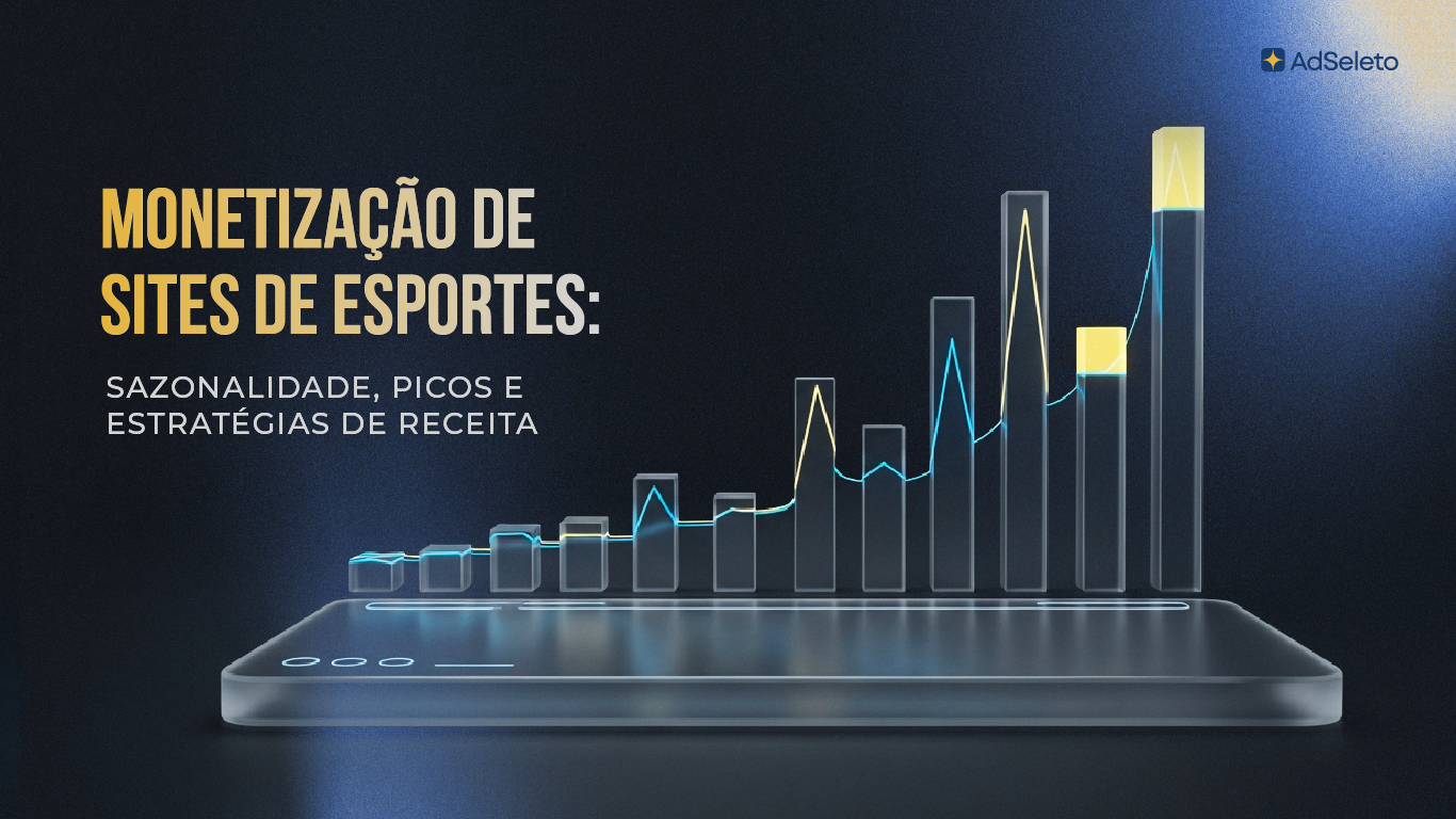 Curva de sazonalidade na monetização de sites de esportes mostrando picos de tráfego e CPM durante grandes eventos