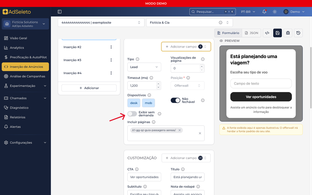 Offerwall - Exibir sem demanda